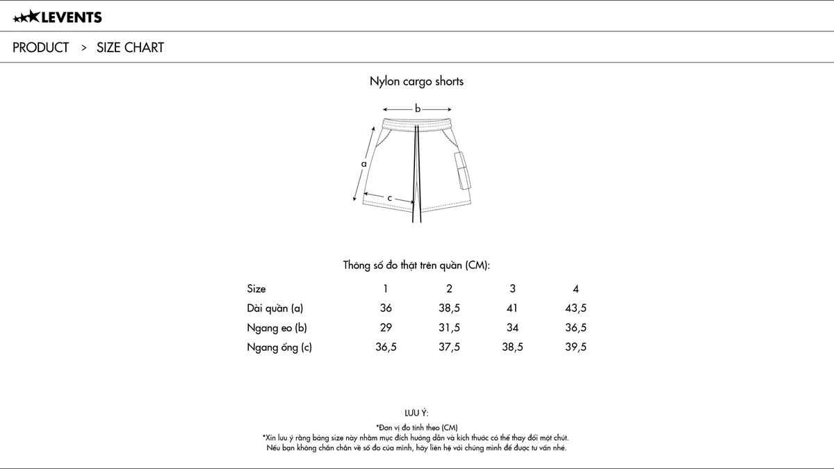Quần Đùi Dù Levents Nylon Cargo Short