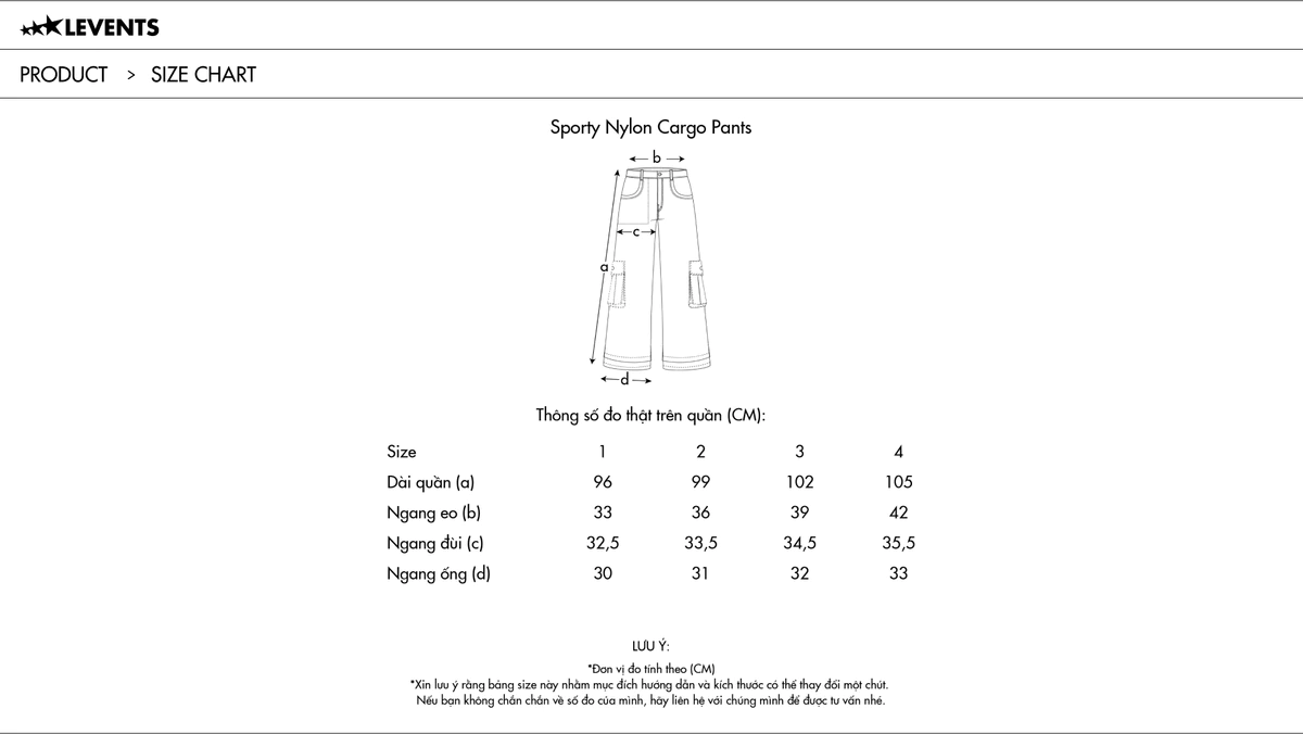 Quần Dài Dù Levents Sporty Nylon Cargo Pants