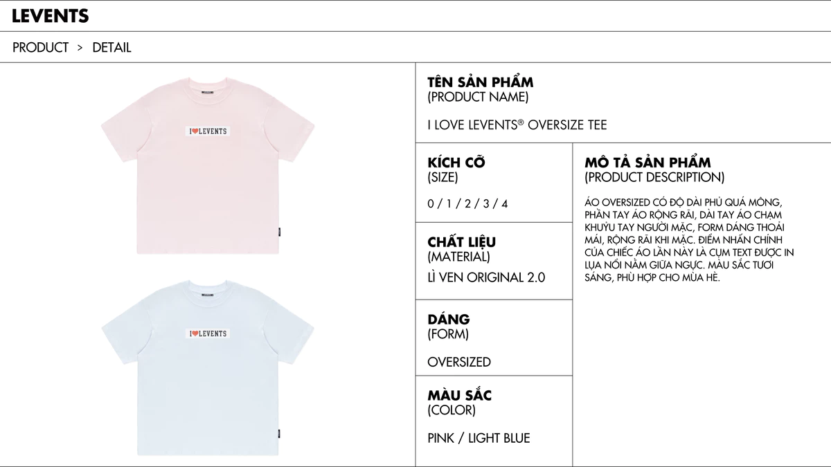 Áo Thun I Love Levents Tee Oversized 100% Cotton T-shirt