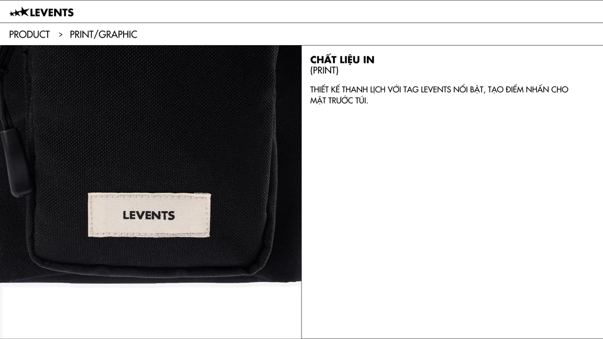 Túi Đeo Chéo Levents Casual Mini Shoulder Bag/ Black Poly Chống Thấm
