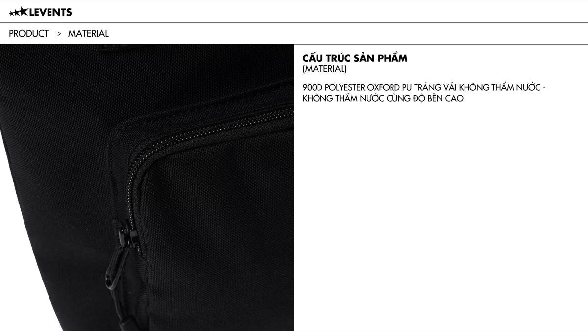 Túi Đeo Chéo Levents Casual Mini Shoulder Bag/ Black Poly Chống Thấm