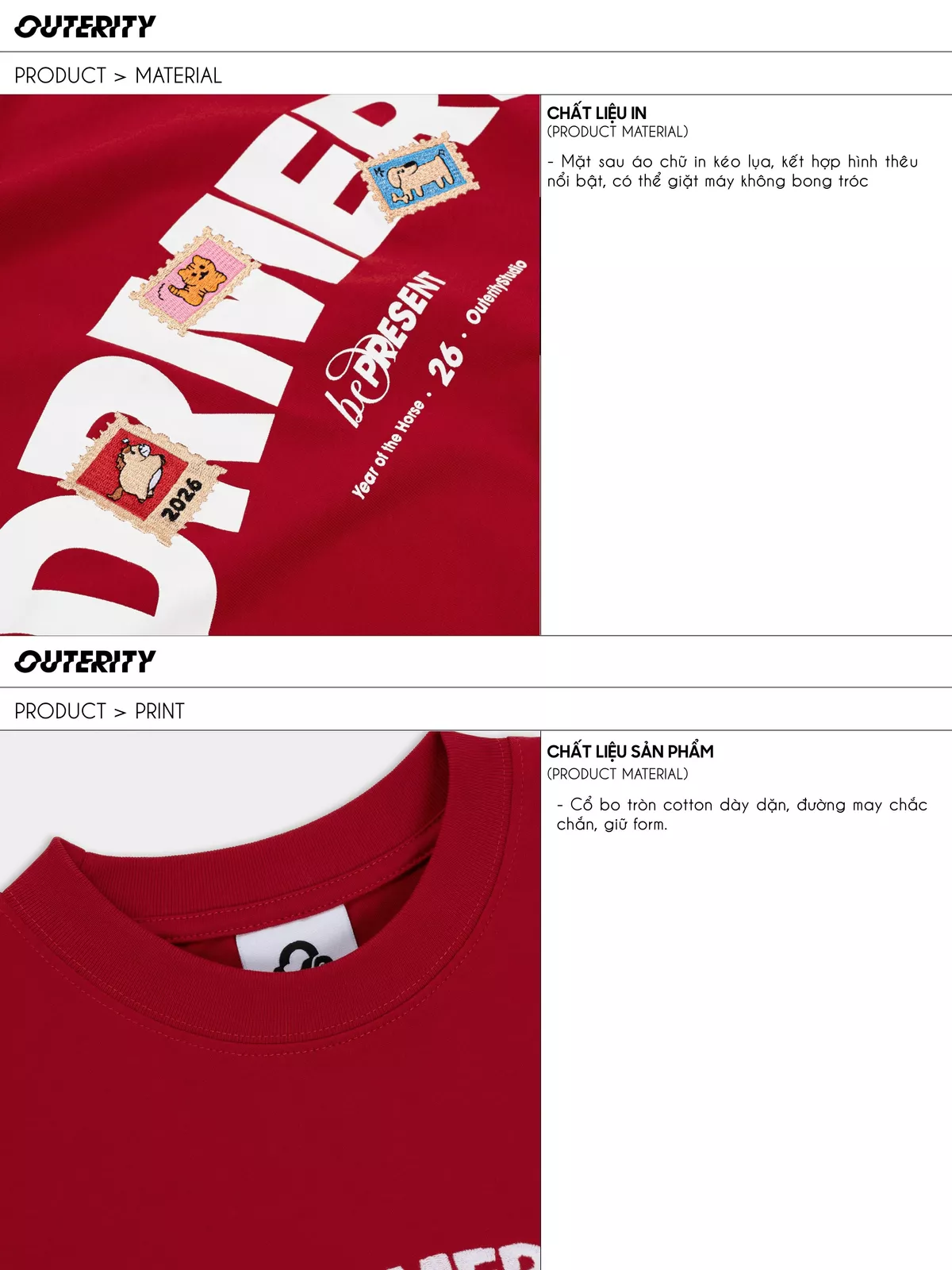 Áo Thun Outerity Signature 26 Form Boxy Cotton 100% Nam Nữ Unisex / DREAM HORSE COLLECTION 2026