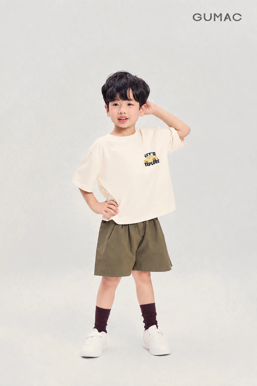 Áo Thun Bé Trai GUMAC Form Suông In Nhiệt Cotton Co Giãn ATKG04086
