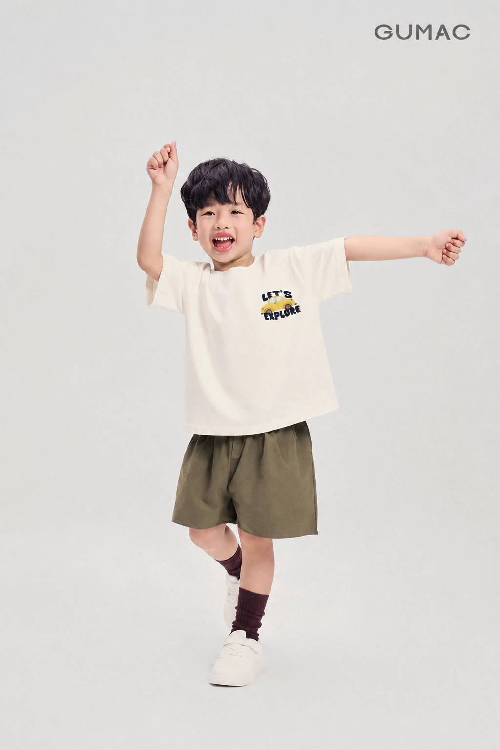 Áo Thun Bé Trai GUMAC Form Suông In Nhiệt Cotton Co Giãn ATKG04086