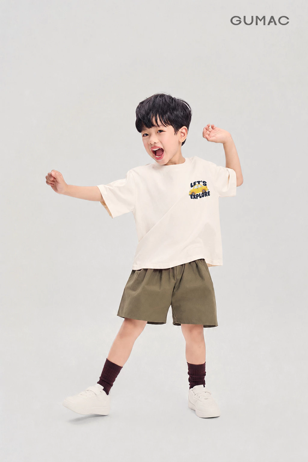 Áo Thun Bé Trai GUMAC Form Suông In Nhiệt Cotton Co Giãn ATKG04086