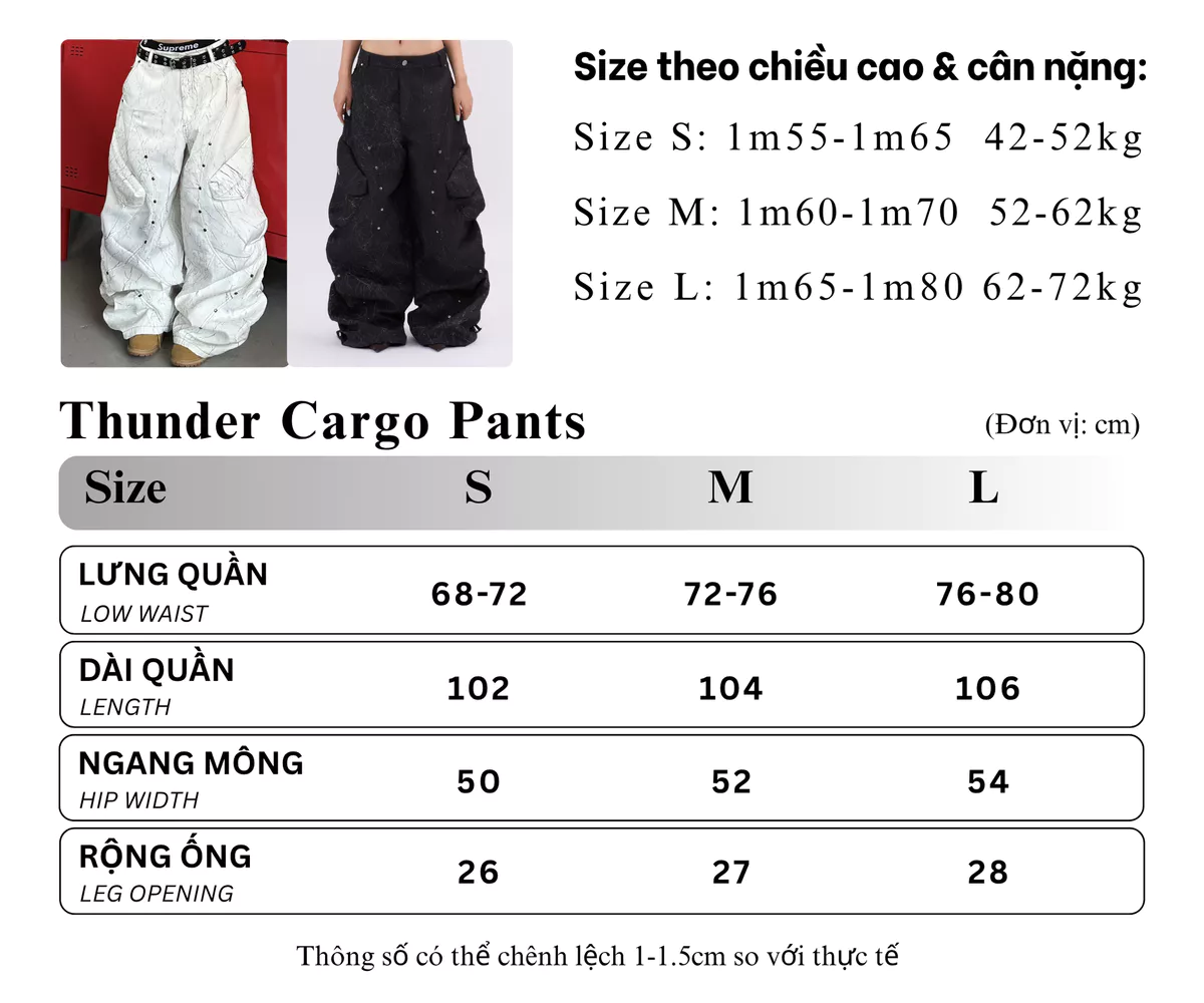Quần Dài Túi Hộp Ống Rộng Phối Đinh Tán Trắng - Brand TSUN Chính Hãng - Thunder Pants White