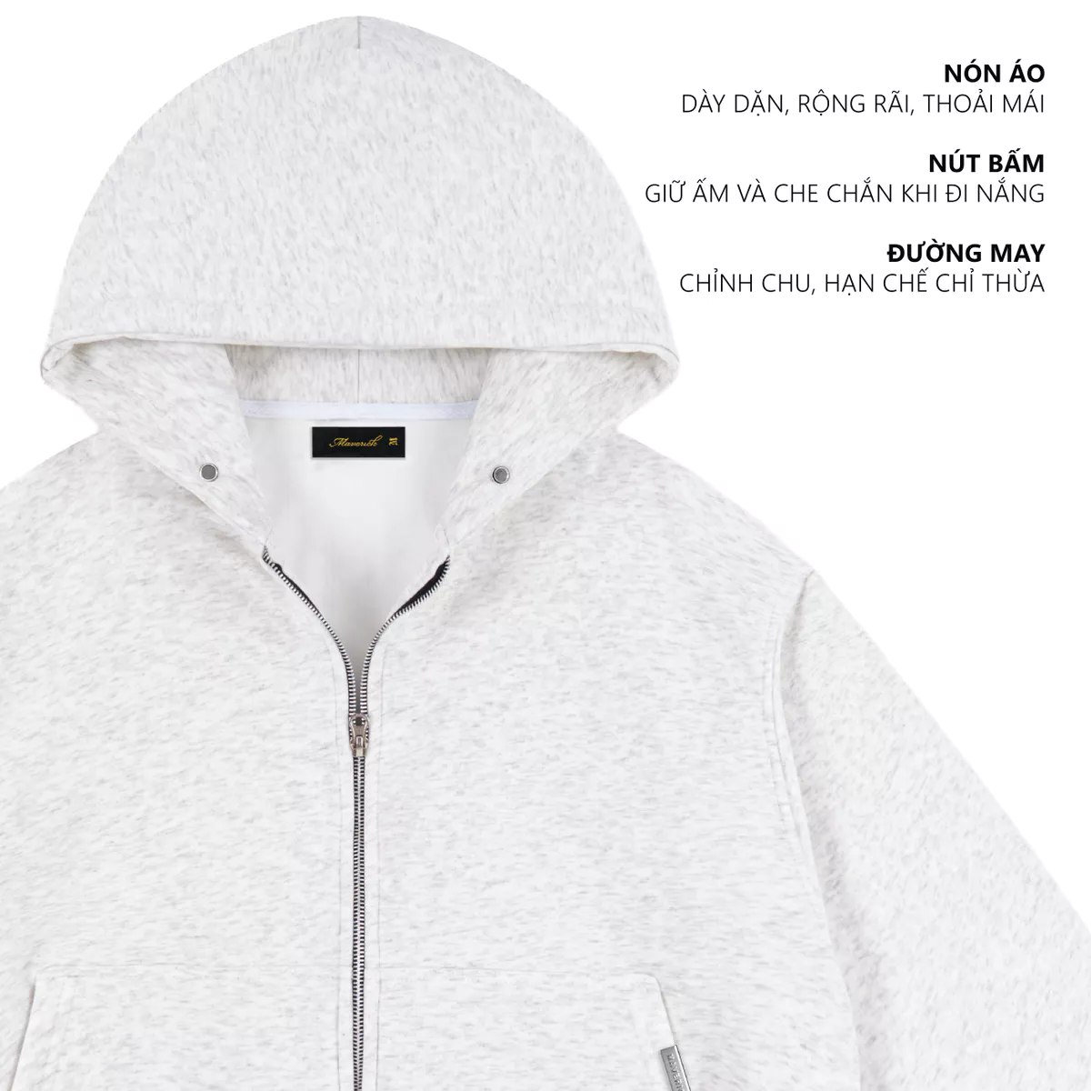 Áo Hoodie Zip MVRK Initial Unisex Boxy 400GSM Chất Nỉ Lông Cáo Dày Dặn Chống Nắng Tốt