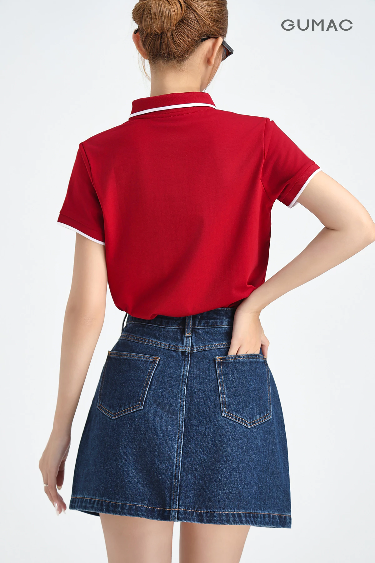 Chân Váy Jeans Nữ Gmorning - GUMAC Form Ngắn Tôn Dáng Thêu Chữ Cá Tính Thời Trang YVJF12089