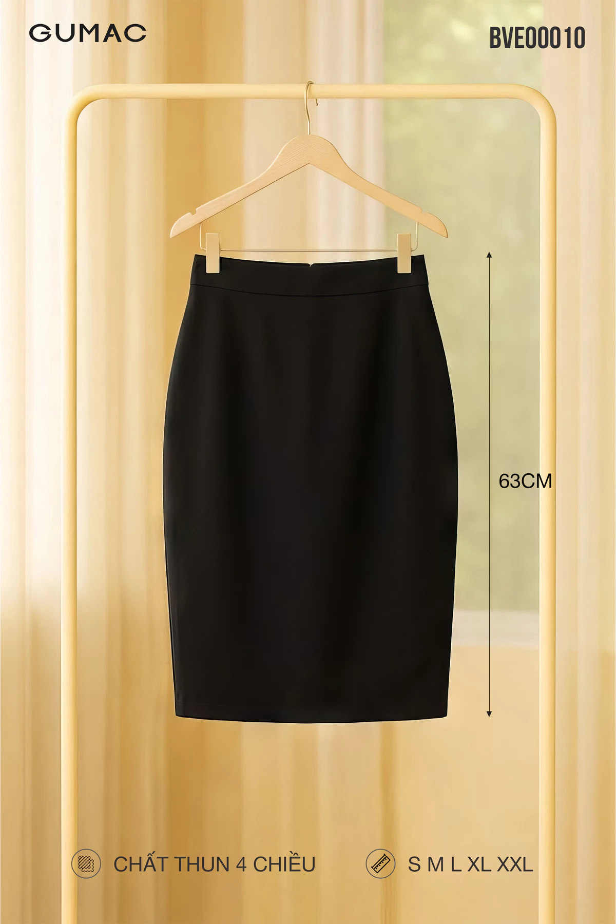 Chân Váy Bút Chì Nữ GUMAC Thun Co Giãn Form Ôm Dáng Basic Công Sở  BVE00010