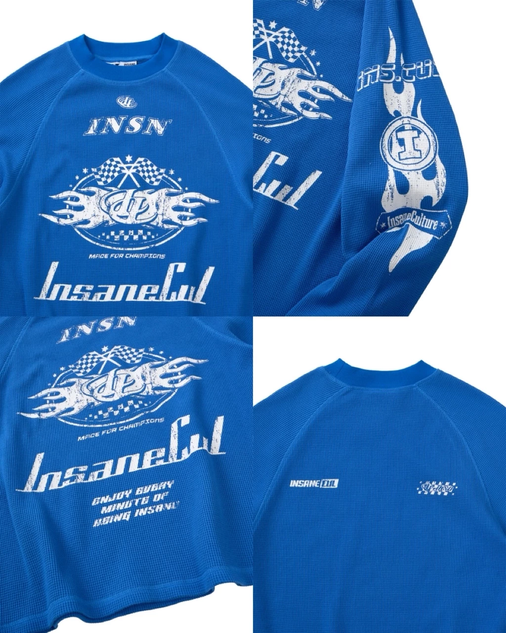 Áo Waffle Dài Tay InsaneClo RACING WAFFLE LONGSLEEVE Form Oversized Unisex Chất Liệu Waffle Nhập Khẩu