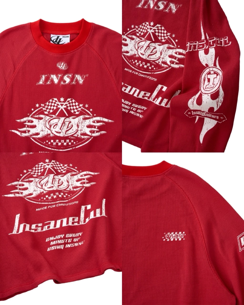 Áo Waffle Dài Tay InsaneClo RACING WAFFLE LONGSLEEVE Form Oversized Unisex Chất Liệu Waffle Nhập Khẩu