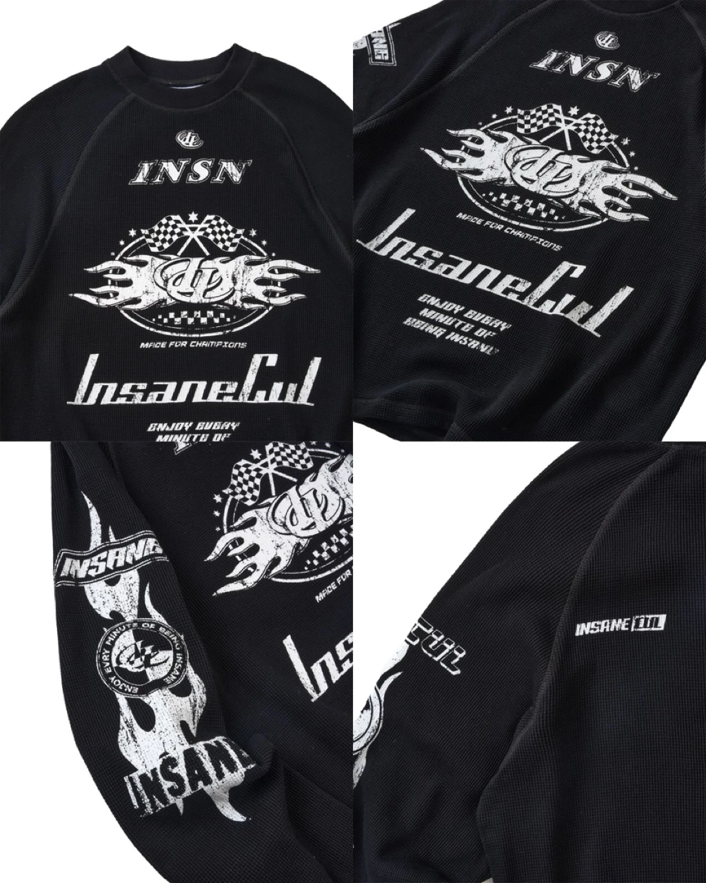 Áo Waffle Dài Tay InsaneClo RACING WAFFLE LONGSLEEVE Form Oversized Unisex Chất Liệu Waffle Nhập Khẩu