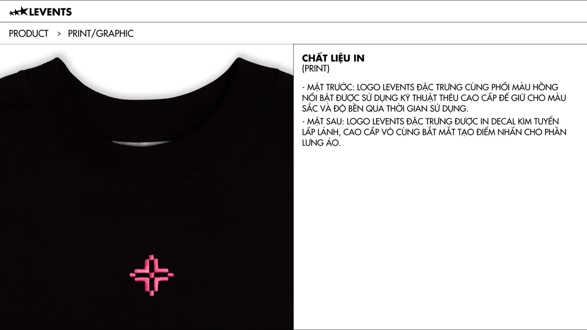 Áo thun Levents XL Logo Lấp lánh/ Black Oversized Tee 100% Cotton T-shirt