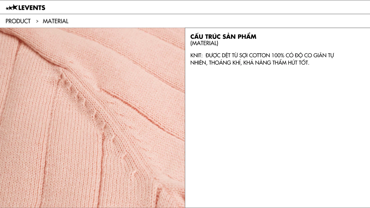 Áo Polo Levents Authentic Knitted Semi-Oversized Len Dệt