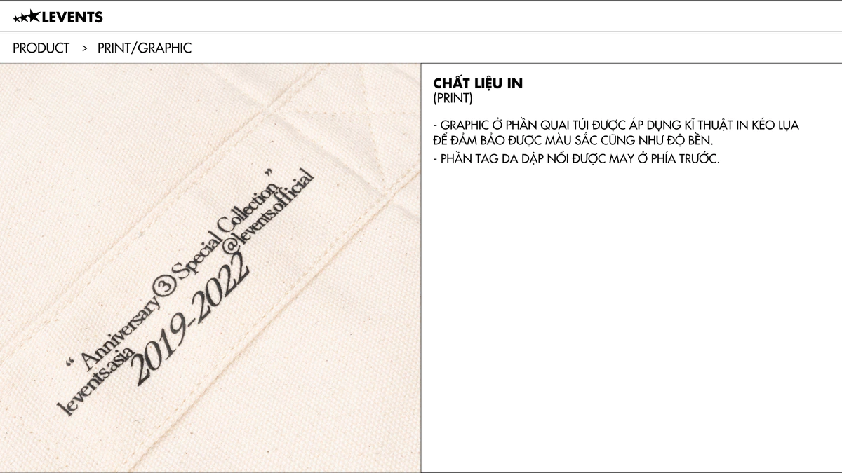 Túi Tote Levents 3rd Anniversary Tote Bag/ Off White Canvas