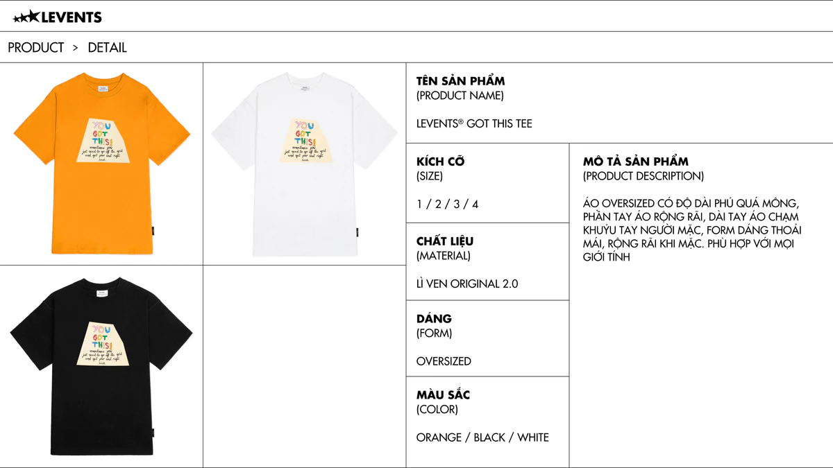 Áo Thun Levents Got This Tee Oversized 100% Cotton T-shirt