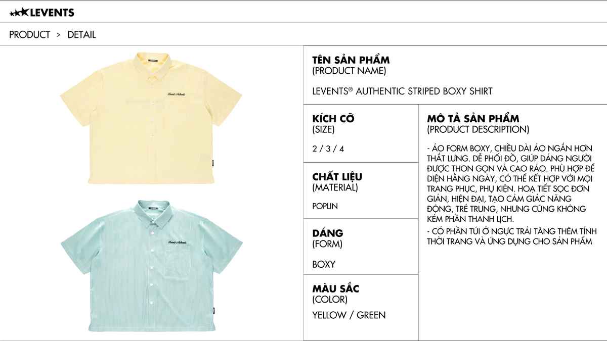 Áo Sơ Mi Levents Authentic Striped Boxy Poplin Shirt
