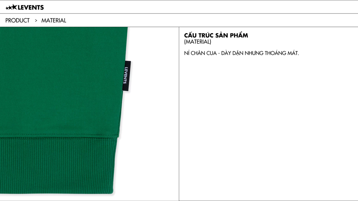 Áo Sweater Levents Beautiful Things/ Green Oversized Nỉ Chân Cua