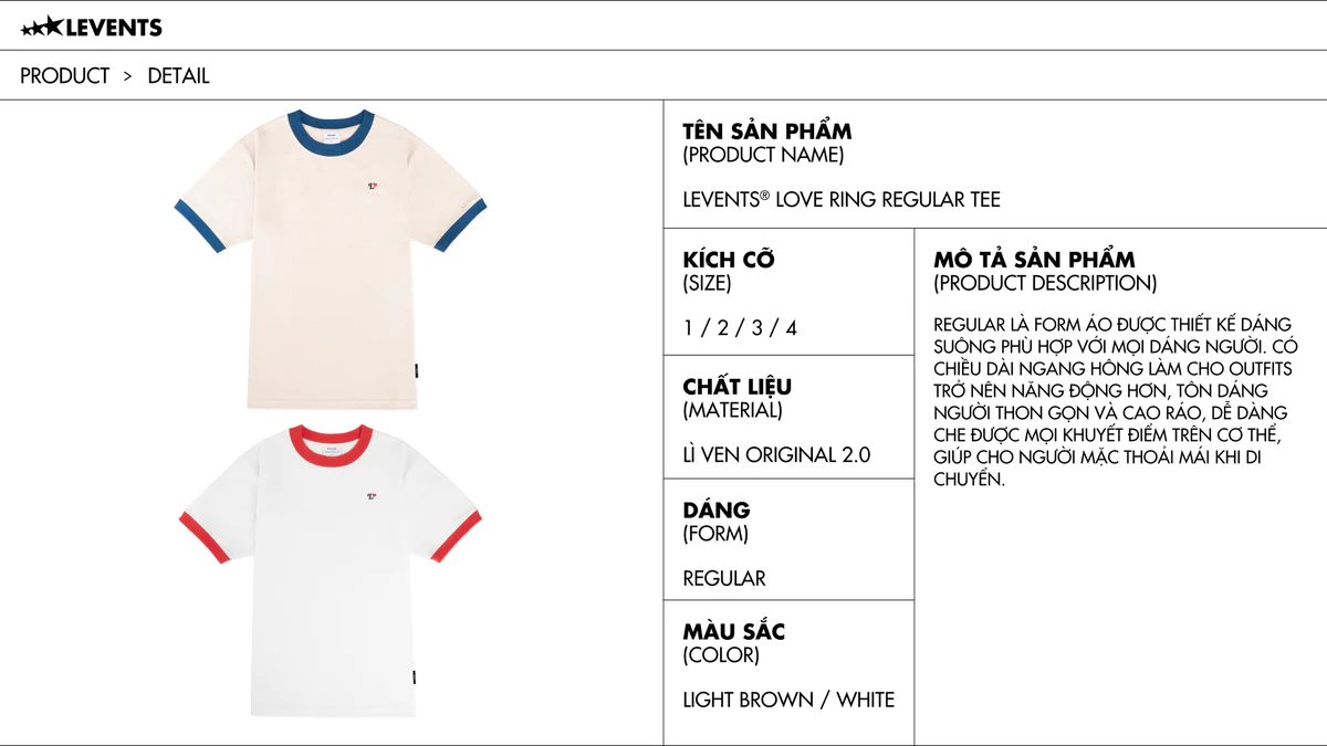 Áo Thun Levents Love Ring Regular Tee/ Light Brown 100% Cotton T-shirt