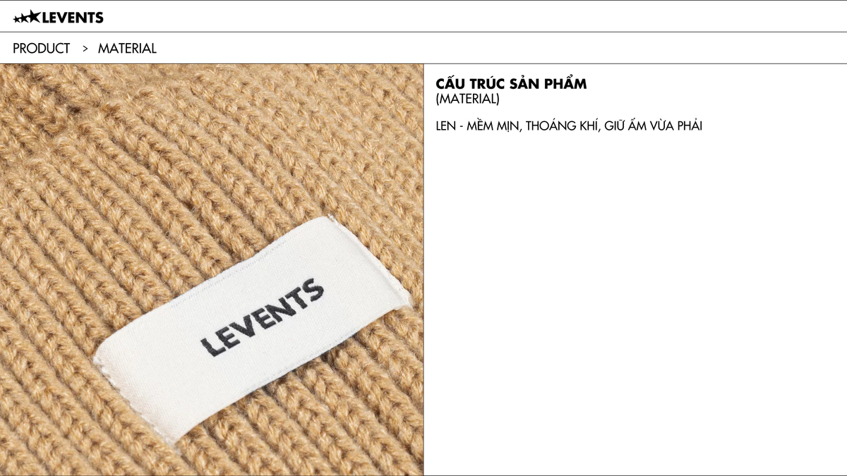 Nón Levents Knit Beanie/ Light Brown Beanie Len
