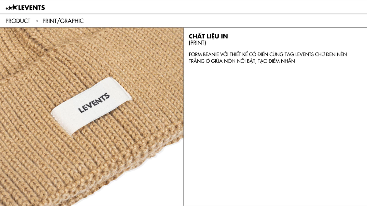 Nón Levents Knit Beanie/ Light Brown Beanie Len