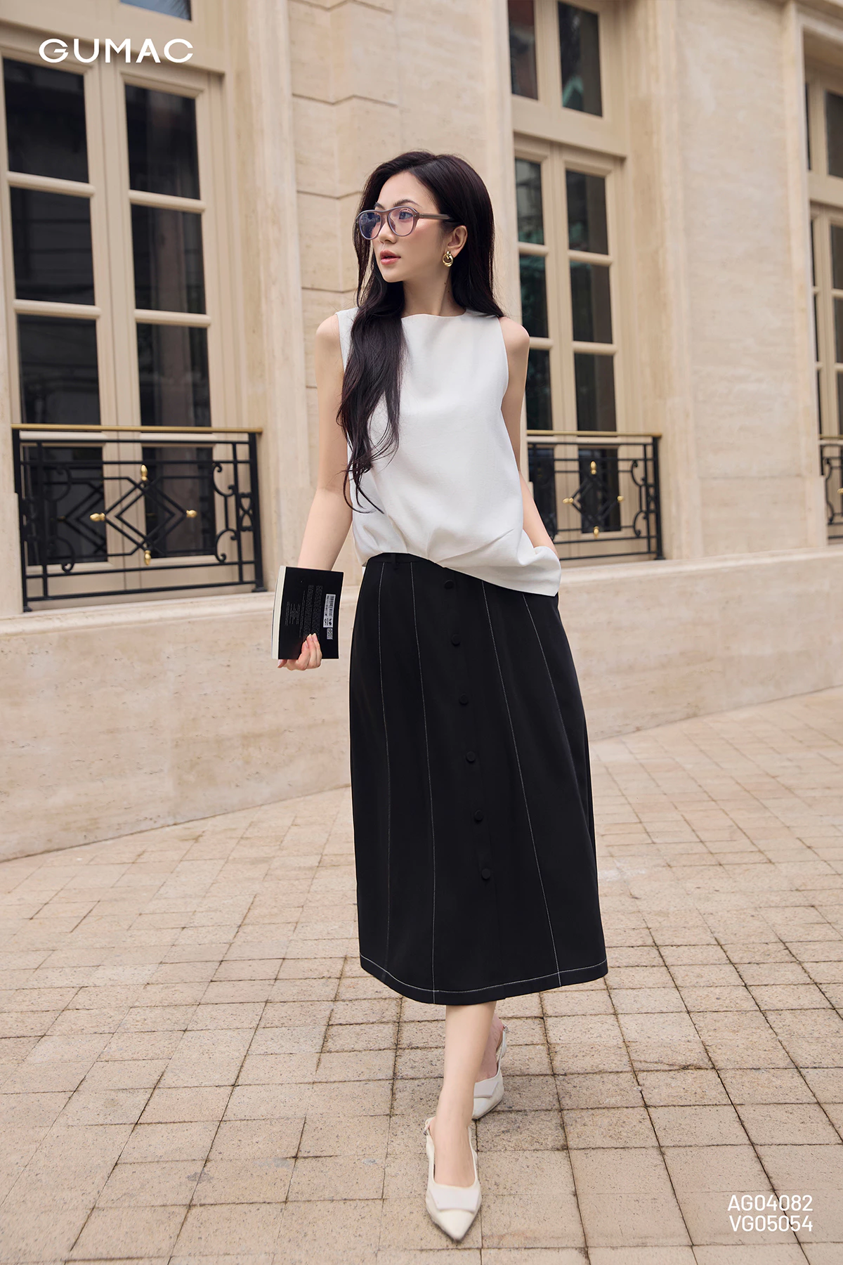 Chân Váy Nữ GUMAC Phom A Xòe Nhẹ Túi Xéo Thanh Lịch VG05054
