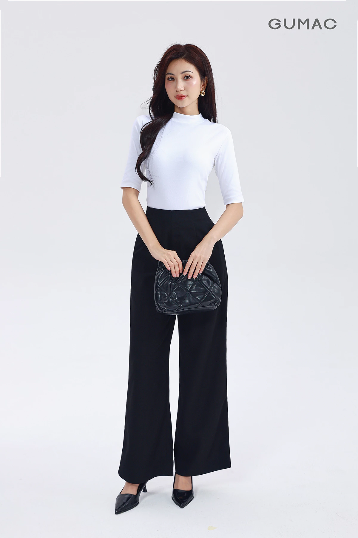 Quần Ống Rộng GUMAC Lưng Liền Chiết Ben Trước Sau Hai Túi Sườn Tiện Lợi Dễ Phối Đồ LQG05066