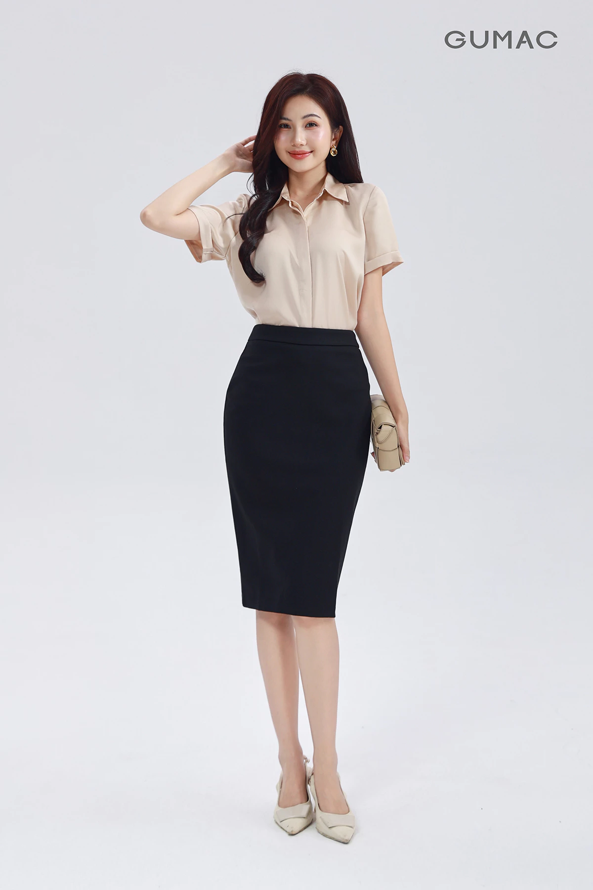 Chân Váy Bút Chì Nữ GUMAC Thun Co Giãn Form Ôm Dáng Basic Công Sở  BVE00010