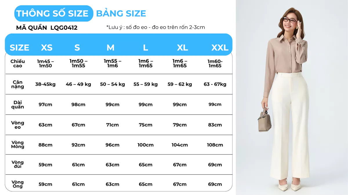 Quần Tây Nữ GUMAC Ống Rộng Form Cơ Bản Lưng Có Con Đỉa Tôn Dáng Hiện Đại LQG0110 - LQG0412