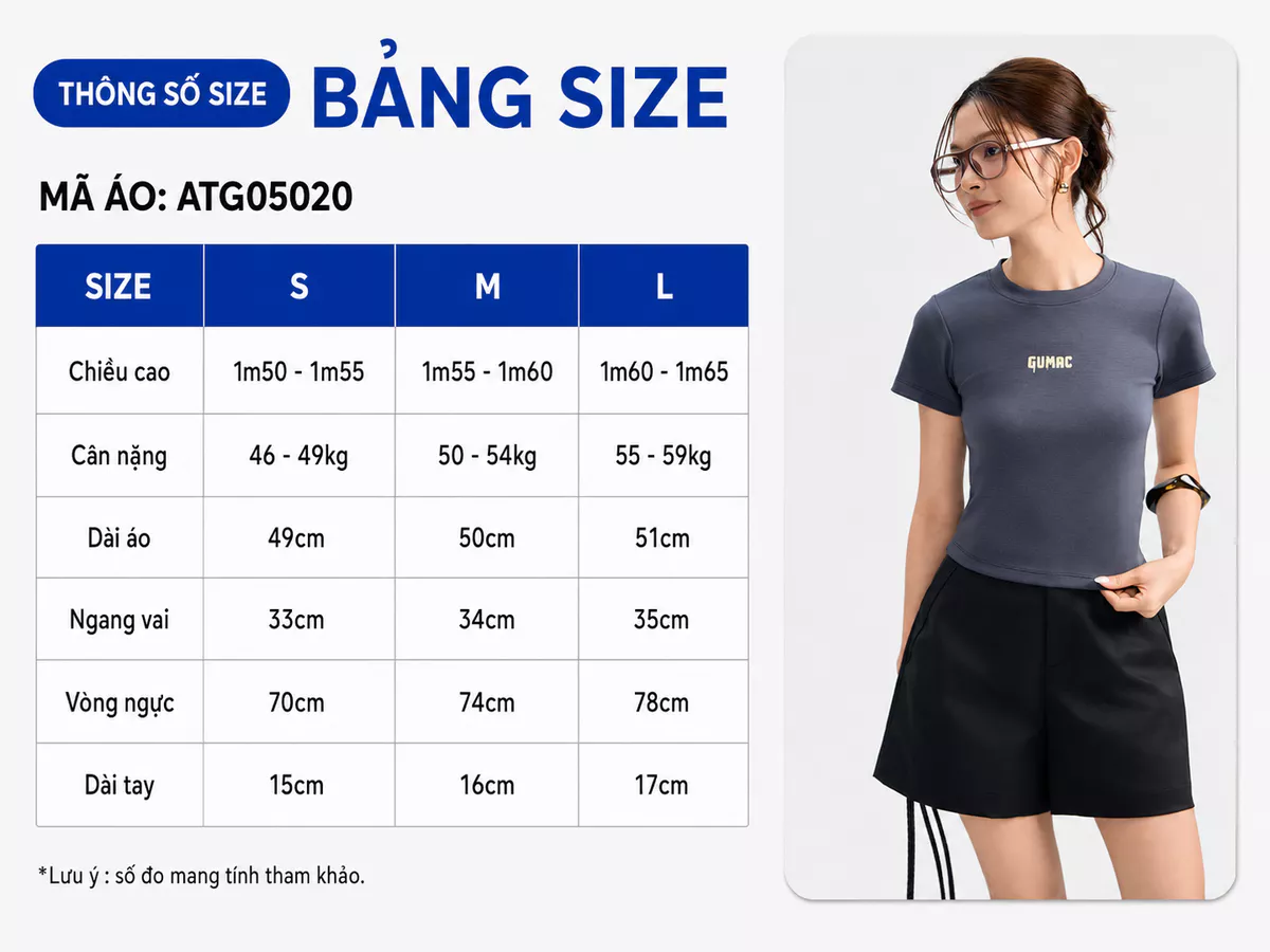 Áo Thun Nữ GUMAC Form Slim Cổ Tròn Co Giãn Ôm Dáng ATG05020