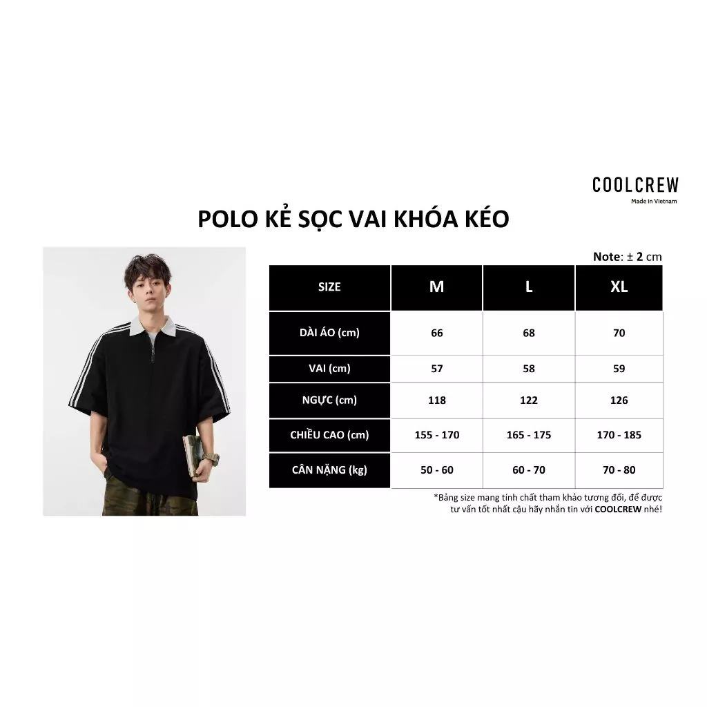 Áo Polo Kẻ Sọc Viền Vai Khóa Kéo 𝐂𝐎𝐎𝐋𝐂𝐑𝐄𝐖 Ngắn Tay Form Rộng Unisex Phong Cách Thời Trang Hàn Quốc APN116