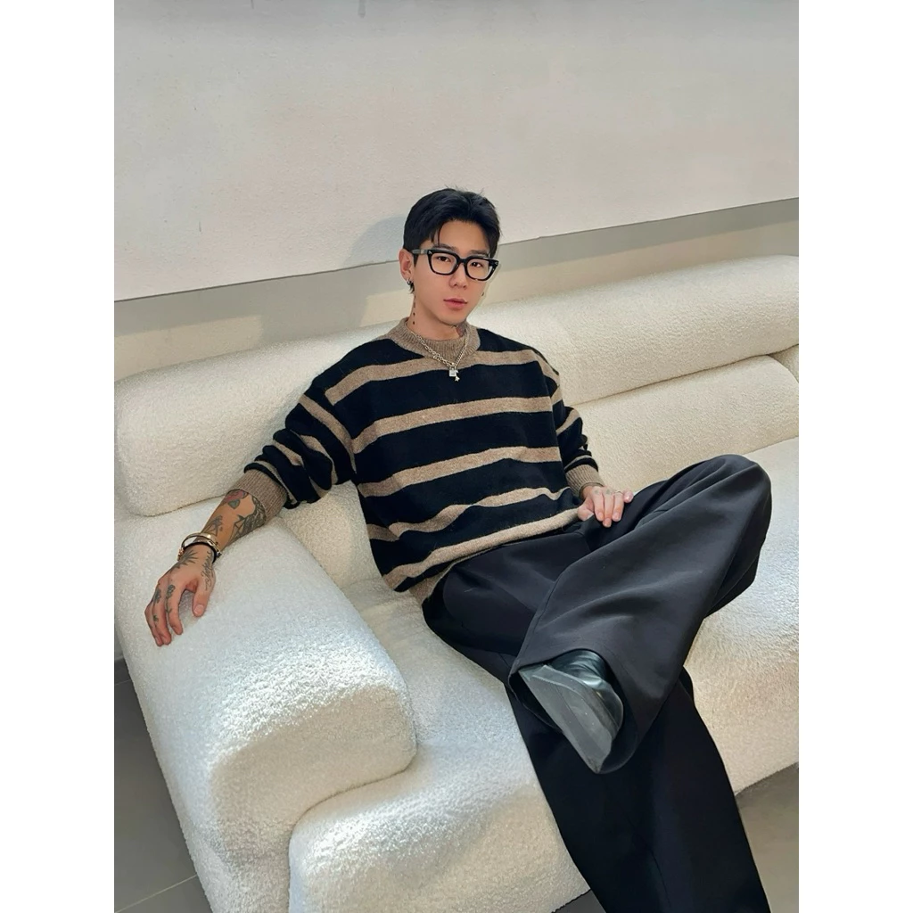 Áo Len Sweater Kẻ Sọc Đen 𝐂𝐎𝐎𝐋𝐂𝐑𝐄𝐖 Cổ Tròn Nam Nữ Unisex Form Rộng Phong Cách Hàn Quốc ASW075