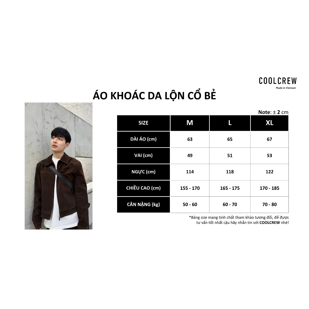 Áo khoác vải da lộn cổ bẻ Unisex nam nữ COOLCREW form Boxy thời trang thu đông AKD076