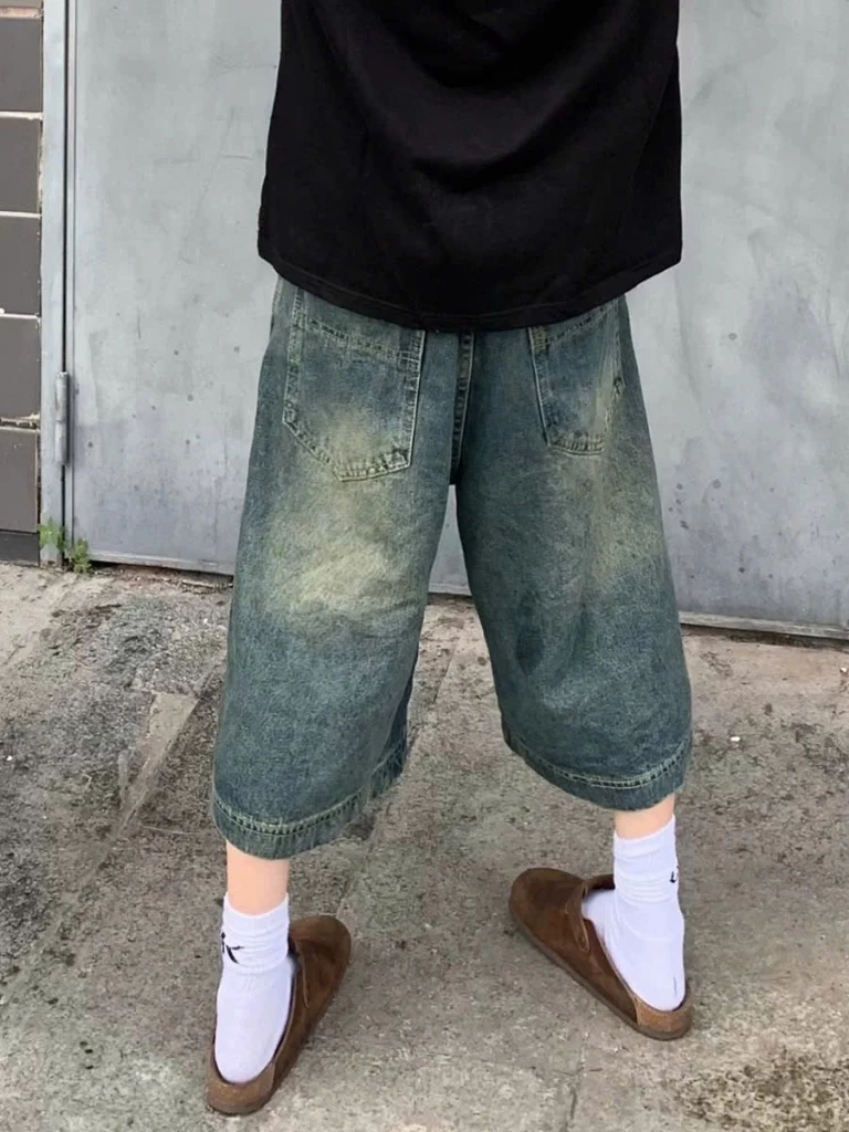 Quần Jeans Short Lửng Túi Kiểu 𝐂𝐎𝐎𝐋𝐂𝐑𝐄𝐖 Dáng Rộng Nam Nữ Phong Cách Bụi Bặm Đường Phố QTL046