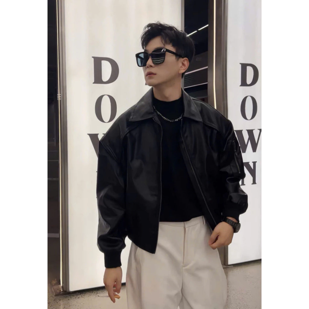 Áo Khoác Da Cổ Bẻ 𝐂𝐎𝐎𝐋𝐂𝐑𝐄𝐖 Dáng Boxy Unisex Nam Nữ Phong Cách Thời Trang Hàn Quốc 04 AKD085
