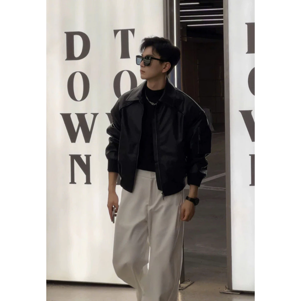 Áo Khoác Da Cổ Bẻ 𝐂𝐎𝐎𝐋𝐂𝐑𝐄𝐖 Dáng Boxy Unisex Nam Nữ Phong Cách Thời Trang Hàn Quốc 04 AKD085