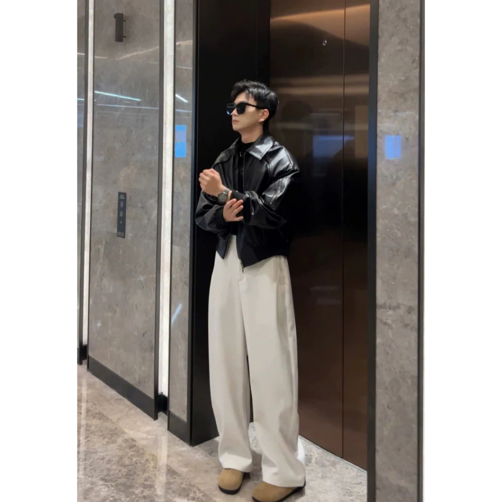 Áo Khoác Da Cổ Bẻ 𝐂𝐎𝐎𝐋𝐂𝐑𝐄𝐖 Dáng Boxy Unisex Nam Nữ Phong Cách Thời Trang Hàn Quốc 04 AKD085