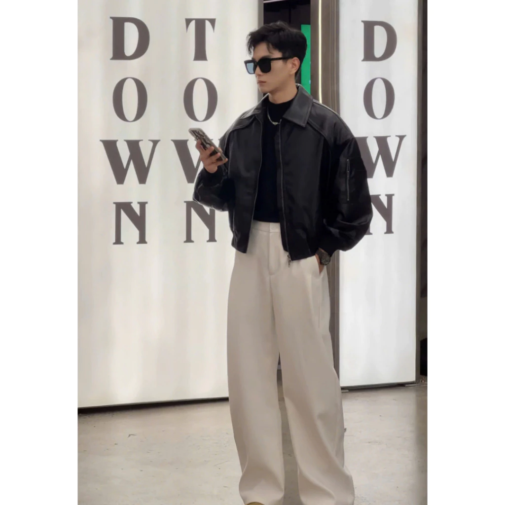 Áo Khoác Da Cổ Bẻ 𝐂𝐎𝐎𝐋𝐂𝐑𝐄𝐖 Dáng Boxy Unisex Nam Nữ Phong Cách Thời Trang Hàn Quốc 04 AKD085