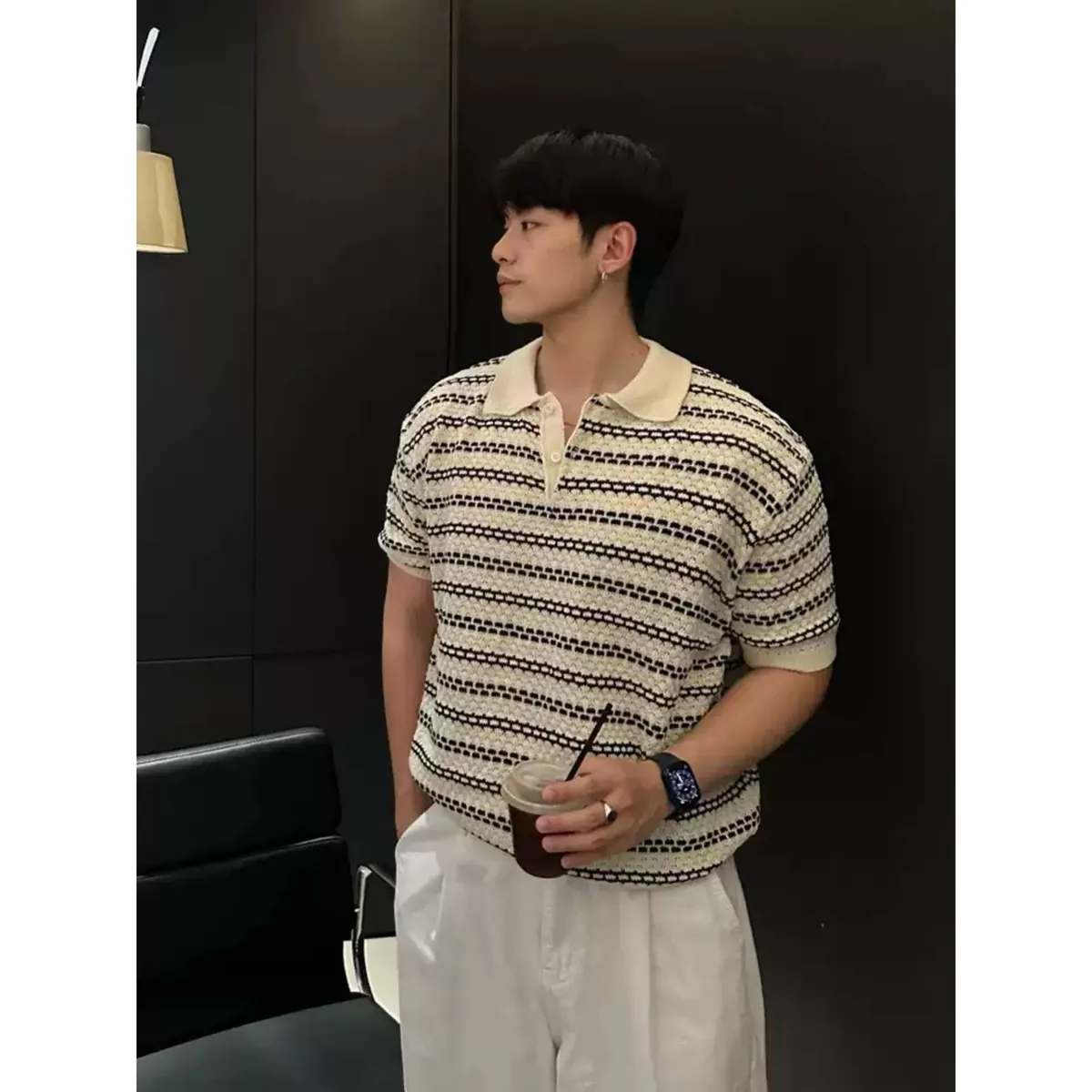 Áo Polo Len Dệt Kim Họa Tiết Sọc Ngang 𝐂𝐎𝐎𝐋𝐂𝐑𝐄𝐖 Unisex Form Oversized Phong Cách Thời Trang Hàn Quốc ALH12 APN115