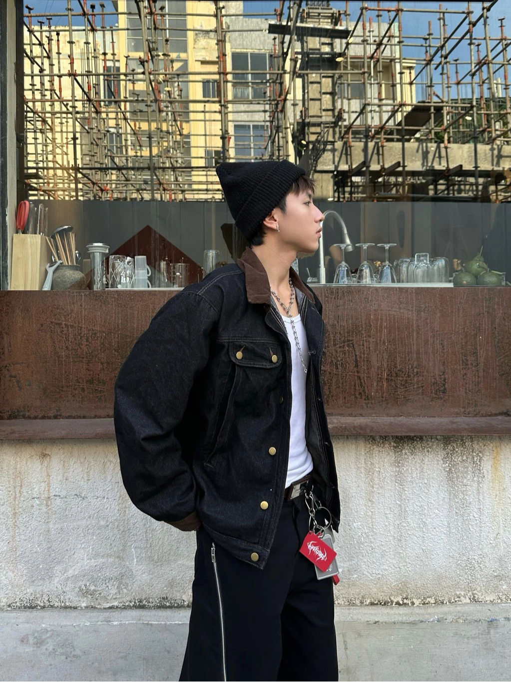 Áo Khoác Jean Phối Nhung 𝐂𝐎𝐎𝐋𝐂𝐑𝐄𝐖 Áo Khoác Jacket Denim Cài Cúc Phong Cách Cổ Điển AKD036