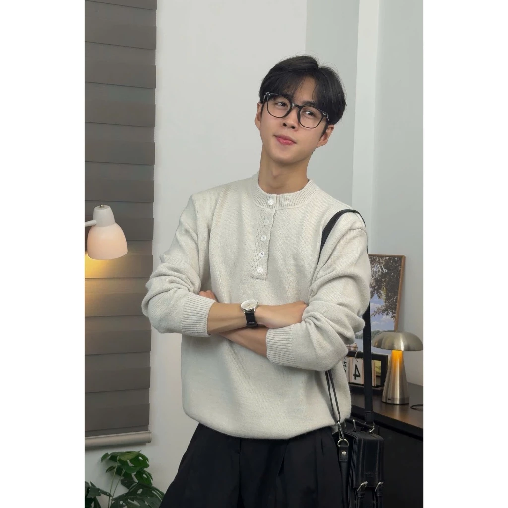 Áo Len Phối Cúc Cách Điệu 𝐂𝐎𝐎𝐋𝐂𝐑𝐄𝐖 Unisex Nam Nữ Phong Cách Thời Trang Hàn Quốc ALD 06 ALD088