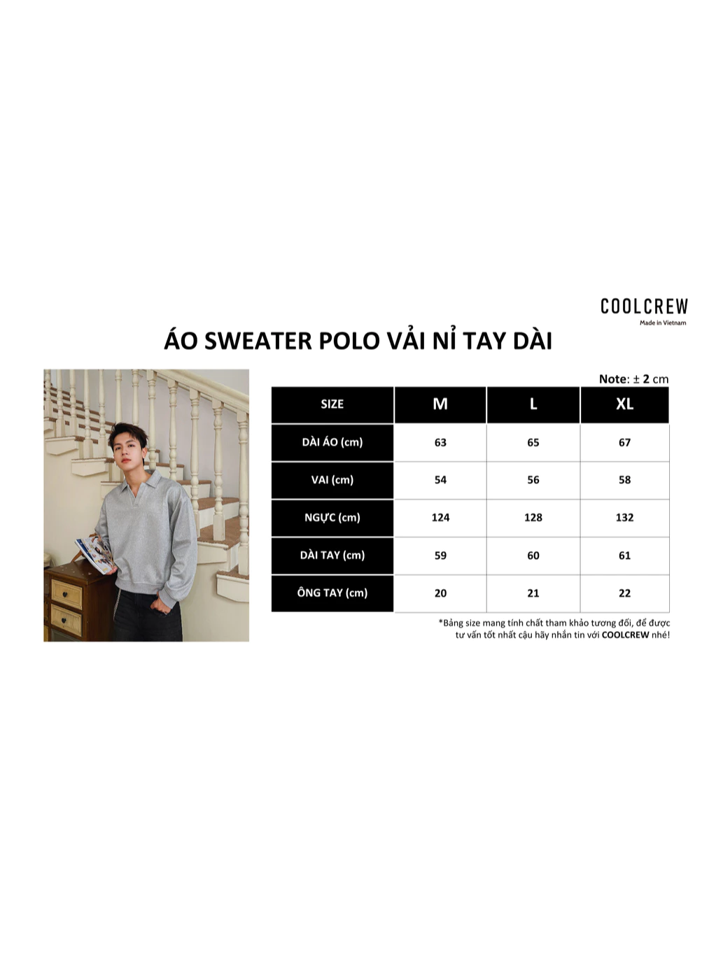 Áo Sweater Polo 𝐂𝐎𝐎𝐋𝐂𝐑𝐄𝐖 Vải Nỉ Tay Dài Form Rộng Unisex Menswear Phong Cách Hàn Quốc Năng Động ASW029