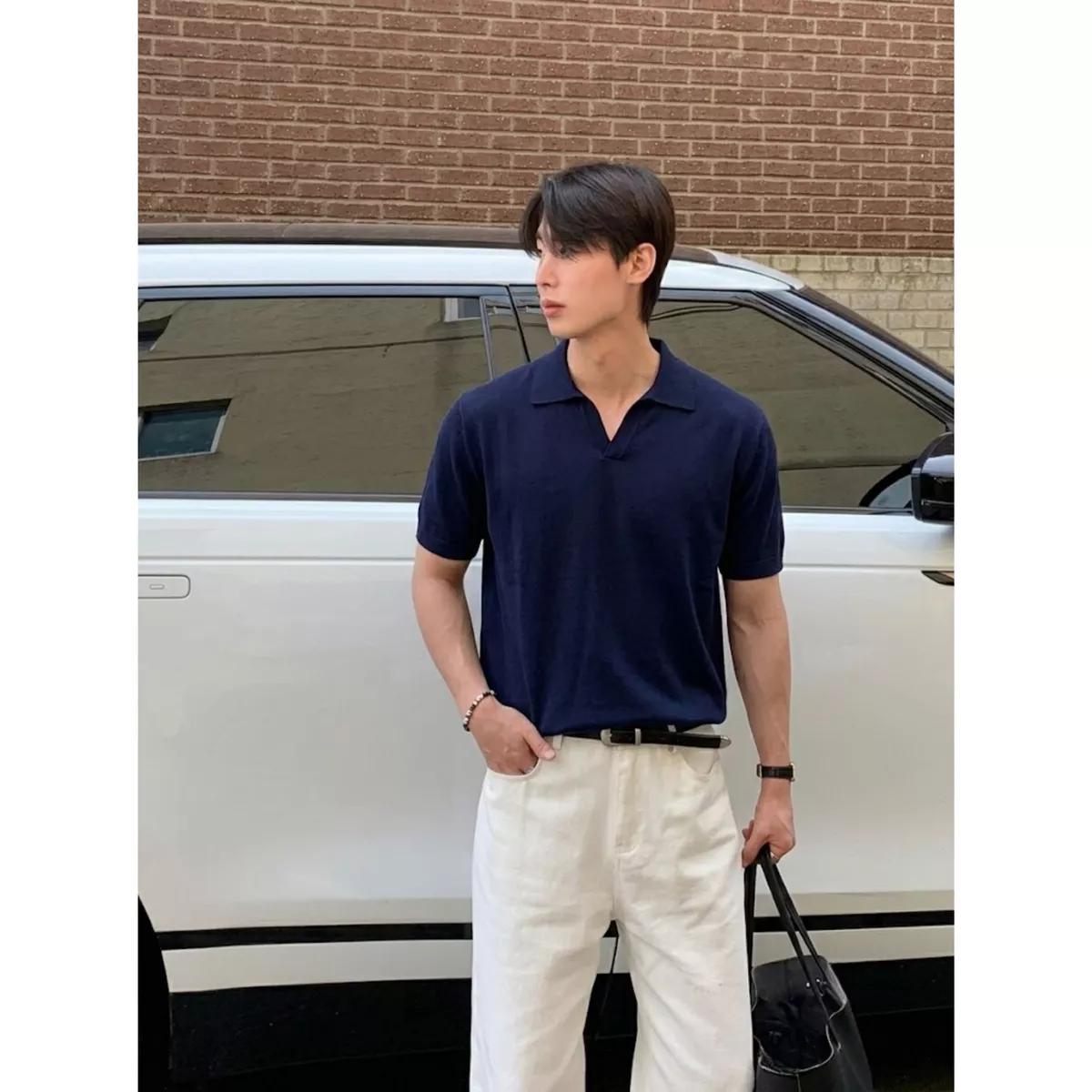 Áo Polo Len Dệt Kim Cổ V 𝐂𝐎𝐎𝐋𝐂𝐑𝐄𝐖 Form Regular Fit Không Cúc Ngắn Tay Thoáng Mát Phong Cách Hàn Quốc ALH13 APN110