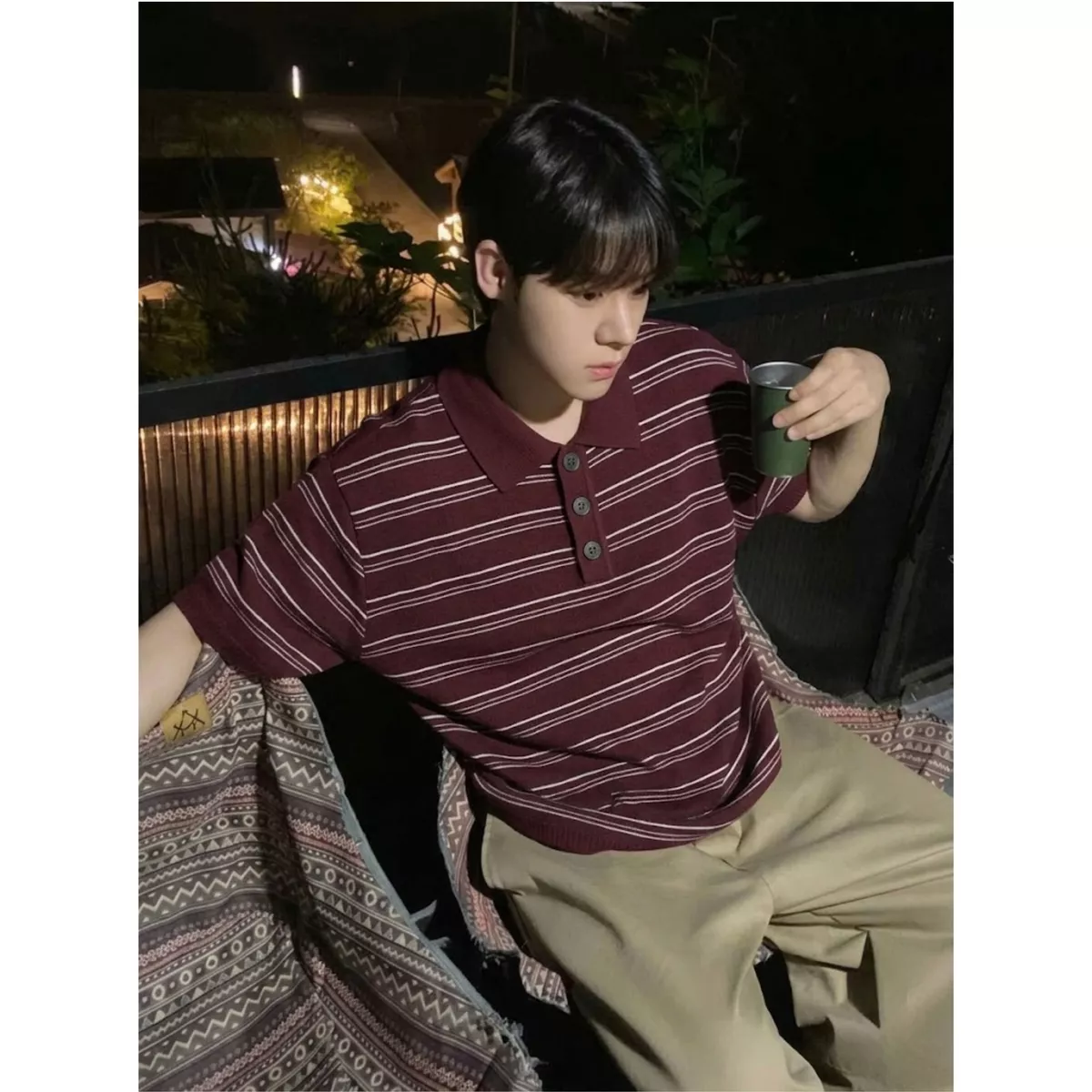 Áo Polo Len Dệt Kim Kẻ Sọc Ngang 𝐂𝐎𝐎𝐋𝐂𝐑𝐄𝐖 Ngắn Tay Form Rộng Unisex Phong Cách Thời Trang Hàn Quốc ALH11 APN114