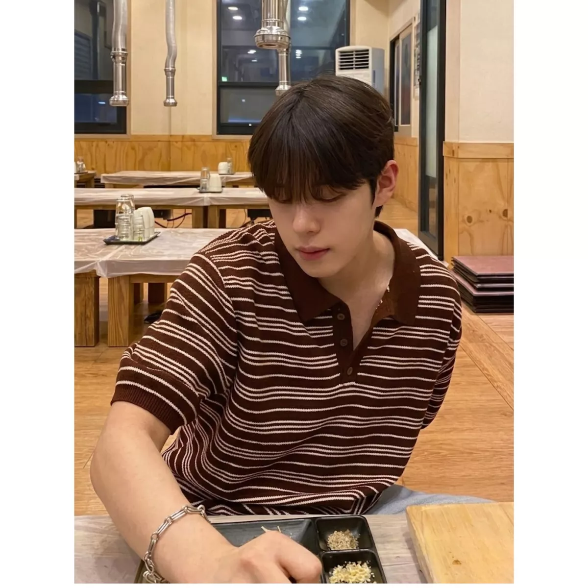 Áo Polo Len Dệt Kim Vintage 𝐂𝐎𝐎𝐋𝐂𝐑𝐄𝐖 Họa Tiết Kẻ Ngang Nhỏ Cổ Bẻ 3 Cúc Regular Fit Phong Cách Hàn Quốc ALH10 APN113