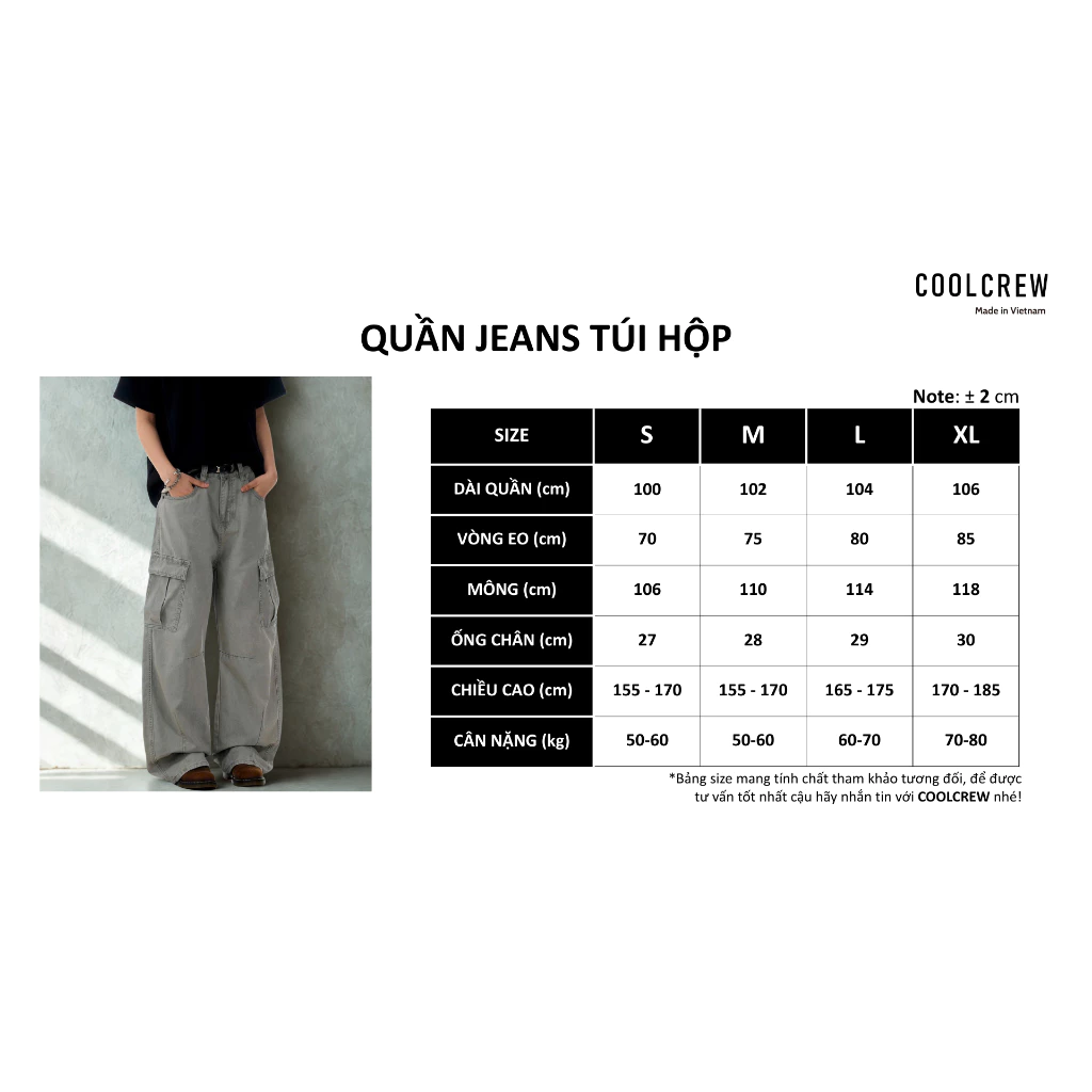 Quần Jeans Túi Hộp 𝐂𝐎𝐎𝐋𝐂𝐑𝐄𝐖 Ống Rộng Unisex Nam Nữ Phong Cách Thời Trang QTD082