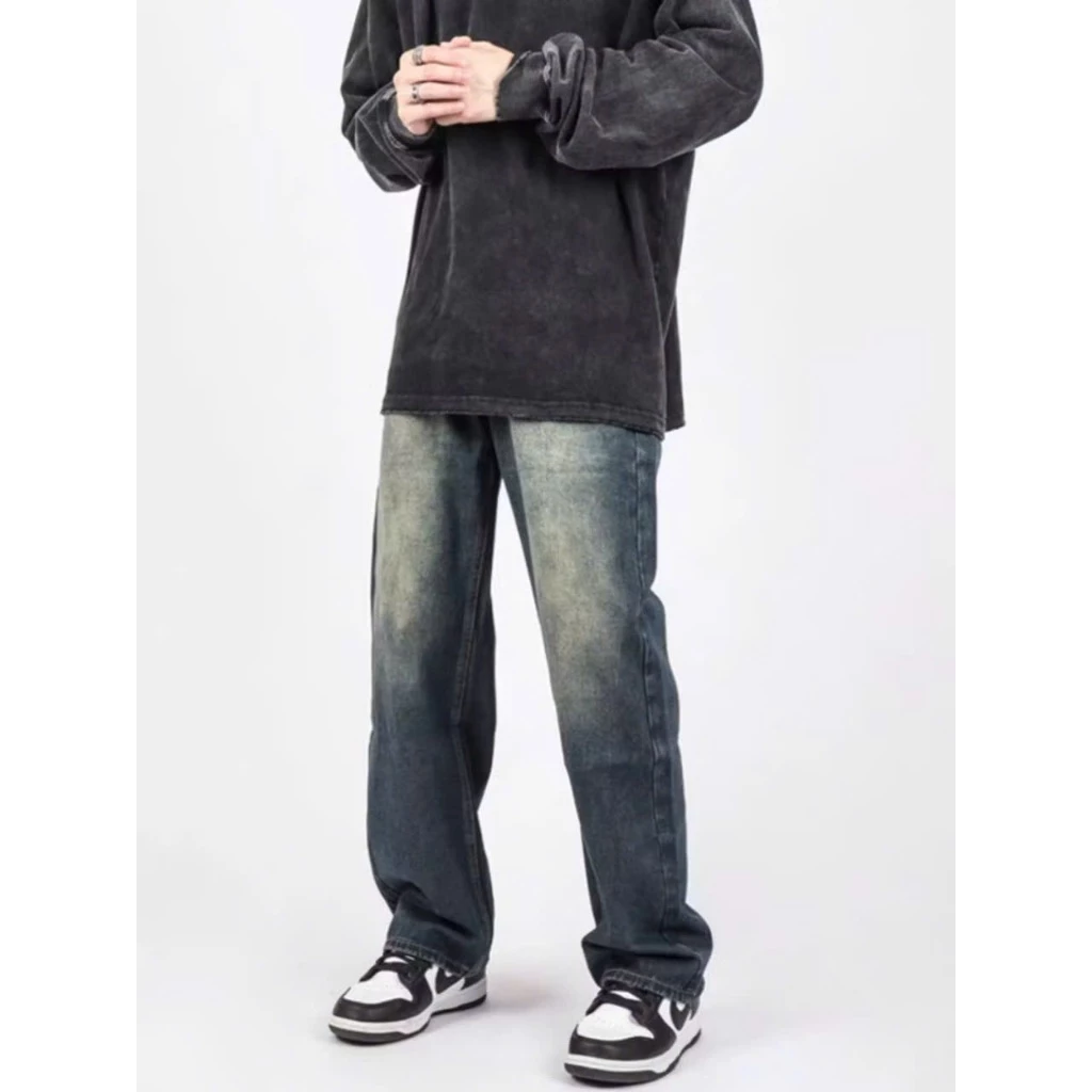 Quần Jeans Baggy Ống Suông 𝐂𝐎𝐎𝐋𝐂𝐑𝐄𝐖 Unisex Nam Nữ, Dáng Rộng Retro Wash Phong Cách Hàn Quốc