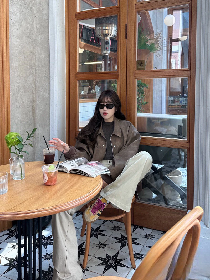 Áo Khoác Da Loang 𝐂𝐎𝐎𝐋𝐂𝐑𝐄𝐖 Unisex Cổ Bẻ Khóa Kéo Phong Cách Retro Đường Phố AKD013