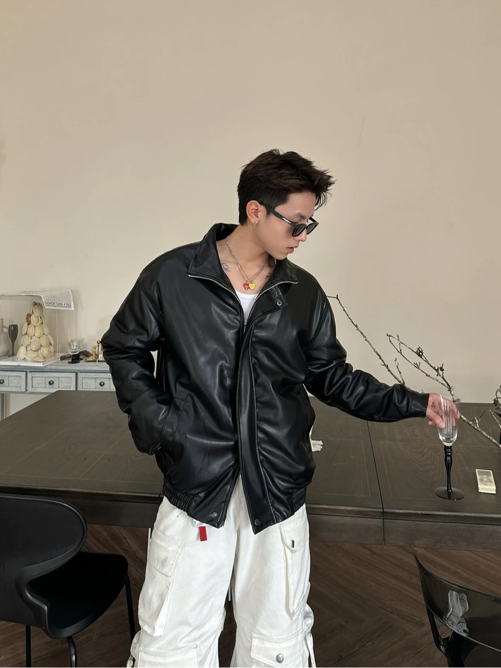 Áo Khoác Da Chần Bông 𝐂𝐎𝐎𝐋𝐂𝐑𝐄𝐖 Unisex Cổ Bẻ Khóa Kéo Phong Cách Retro Đường Phố 02 AKD018
