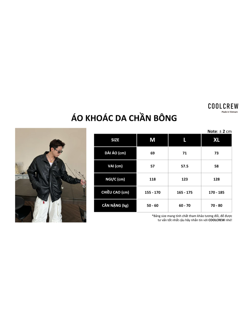 Áo Khoác Da Chần Bông 𝐂𝐎𝐎𝐋𝐂𝐑𝐄𝐖 Unisex Cổ Bẻ Khóa Kéo Phong Cách Retro Đường Phố 02 AKD018